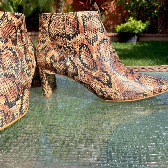 NEVER WORN Faux Snakeskin Ankle Heel Boots - Picture 3 of 4